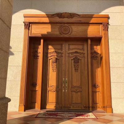 China Modern Luxury Carving Door Design Mahogany Wooden Door Main Entry Wooden Double Door Partly Door for sale