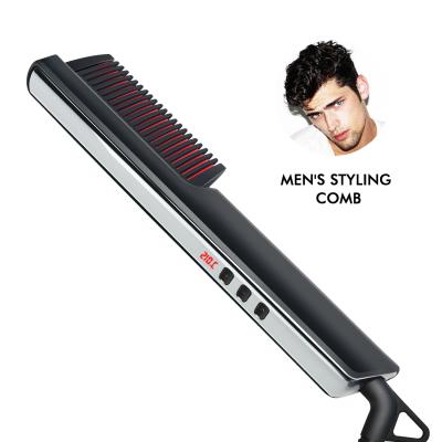 China 058 New product heated electric hair beard straightener hair brush women men anti-scald styling comb for sale