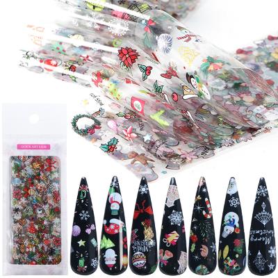 China 3d Nail Paper Starry Santa Sock Candy Tree Nail Art Transfer Stickers Nail Foil New Style Christmas Art DIY Decoration 10pcs/bag for sale