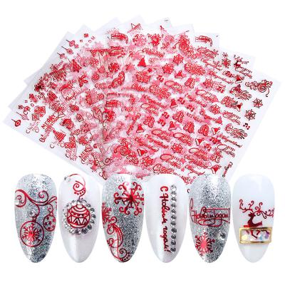 China Latest Trendy Nail Art Sticker Transfer Decals Red/Gold Finger Stickers Series Christmas Snowman Snowman for sale