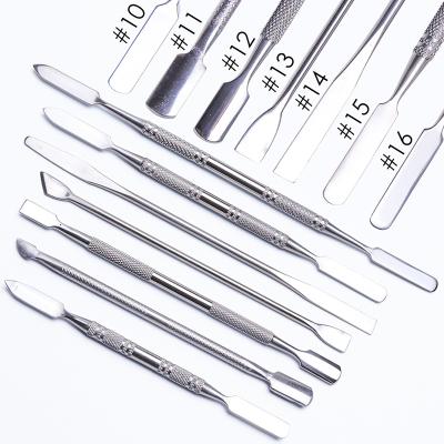 China Easy Apply Multifunctional Stainless Steel Cuticle Pusher Wiggling Rods Double Sided Manicure Nail Cuticle Pusher for sale