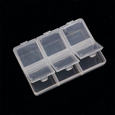 China Transparent Nail Art Decorations Jewelry Ornament Organizer Rhinestone Storage Box Acrylic Grid Storage Accessories 6 Compartment for sale