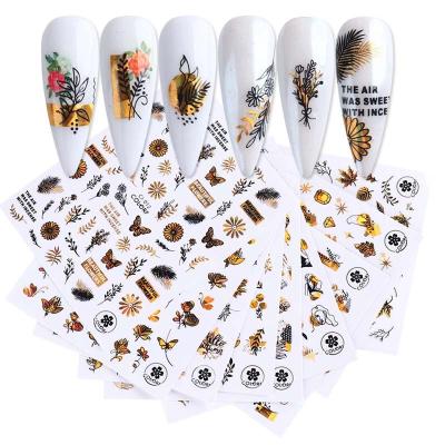 China 2021 Autumn New Nail Art Salon Nail Foils Nail Art Sticker Decoration Gold Diamond Adhesive Laser Bronzing Nail Decals for sale