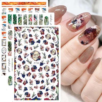 China Colorful Nail Art Decoration 2021 Nail Art Sticker Spring And Summer Flowers New And Green Leaves Designers Nail Art Stickers Decal for sale