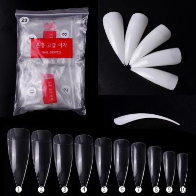 China High Quality Design 500 Pcs Claw Nails Curved Clear French Nail Tips Half Cover Headed Pointed False Nails for sale