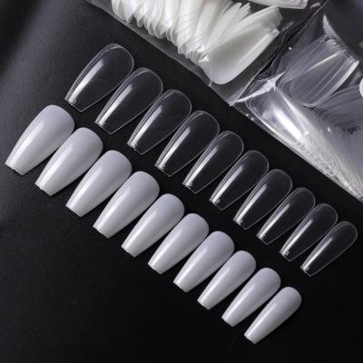 China 500Pcs Design False Coffin Nails Ballerina Nail Tips Clear Full Cover Acrylic Natural Ballet Nail Tips for sale