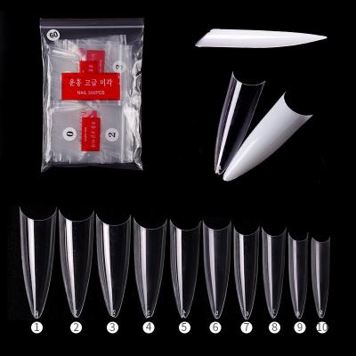 China 500pcs/bag design headed tips fake stilettos long headed french nail salon nail tips for sale