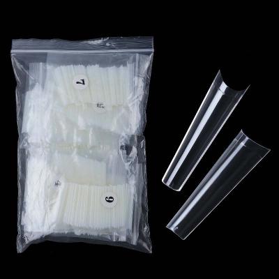 China 500Pcs/Bag Curve Acrylic Nail French Coffin Nails Tips Long Fake Coffin Nail Tips for sale