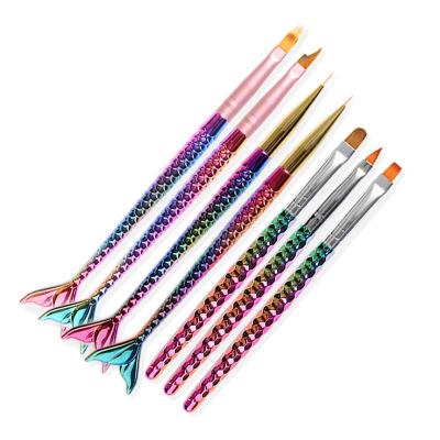 China NAIL High Quality Laser Gradient Nail Drawing Pen Mermaid Grip Nail Art Fishtail Brush for sale