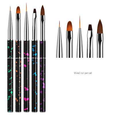 China Hot Selling NAIL 5pcs Mix Style Crystal Nail Art Line Brush Set Painting Pen Nail Drawing Brush Set for sale