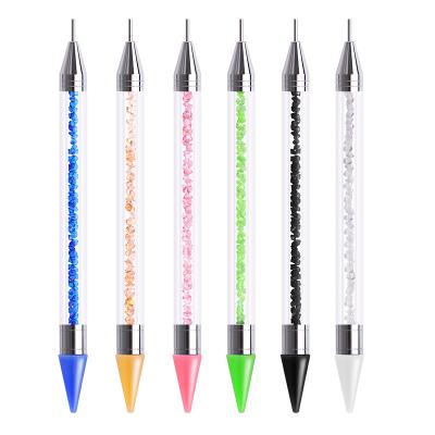 China Wholesale Acrylic NAIL Dot Drill Double Head Pencil Dotting Pen Diamond Embroidery Point Drill Pen for Nailing Dotting Tools for sale