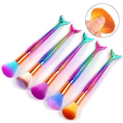 China Wholesale-Hot-selling Mermaid Nail Art Gradient Nail Art Dust Brush Fishtail Soft Brush Makeup Tools for sale