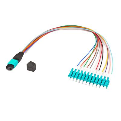 China 12 Core MPO Male LC SM MM Loss Data Center Cassette Fiber Optic MPO Hybrid Harness Module Patch Cord To Bass Cord 12C MPO-LC Hybrid Harness Module for sale