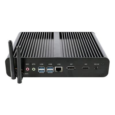 China Linux 2*DDR4 M.2 NVMe+Msata+2.5'SATA 4K HTPC Nettop HD Core i7 10710U 10510U Fanless PC Mini Computer DP Fanless Desktop PC Win10 for sale