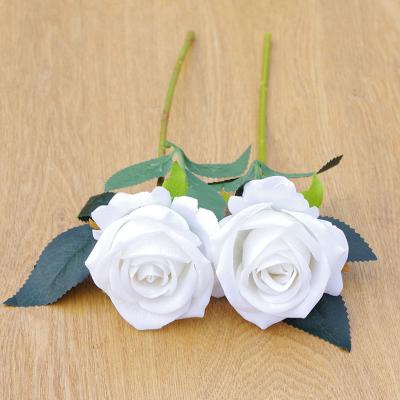 China JAD Wholesale New Design Home Roses 7cm Dia Artificial Ivory Single Velvet Wedding Decoration Flower Wedding Flowers For Decoration for sale