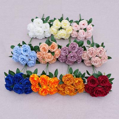 China Wedding. Wedding Flowers Best Selling 7 Heads Bouquet Wedding Artificial Bridal Flower Rose Flower Bunch for sale