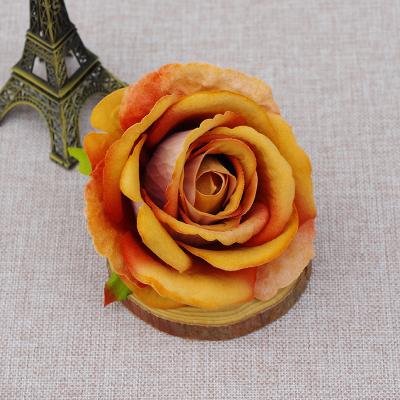 China New Velvet Design Buy Online Artificial Velvet Rose Head Burnt Orange Artificial Roses For Flores Artificiales Decoration for sale