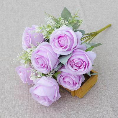 China 11 Heads Amazon Silk Hot Selling Artificial Rose Flowers Rose Artificial Wholesale Silk Rose Artificial Flower Bouquet for sale