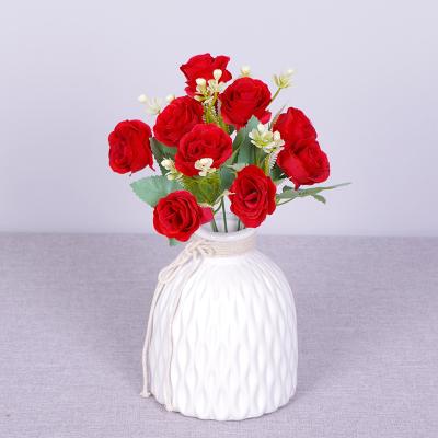 China Wholesale 10 Simulation Mini Home Head Decor Wedding Party Artificial Red Roses Bouquet For Wedding Decoration for sale