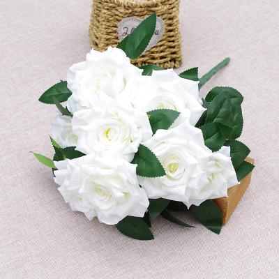 China New Come Home Real Rose Artificial Flowers Wedding White Look 9 Party Wedding Decoration Main Artificial Rose for sale