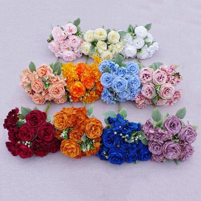 China China Suppliers Rose Artificial Flowers Decotation Home Flowers Artificial Bouquet for Table Centerpiece Home Decoration for sale