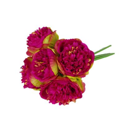 China Wholesale Home Decorative European Style Wedding Party Artificial Peonies Bouquet With Large Peony Head Rose Peonies for sale