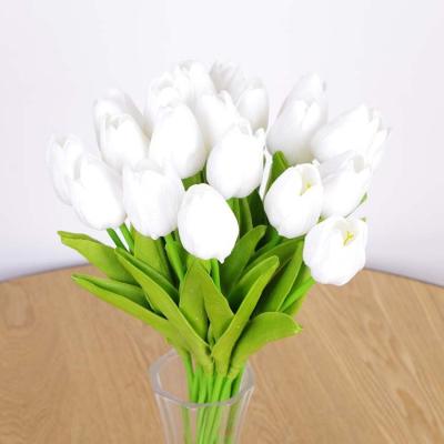 China Real Silicone Style Top Selling Natural Classic Multi-colors Touch Touch White Flowers Artificial Tulips for sale