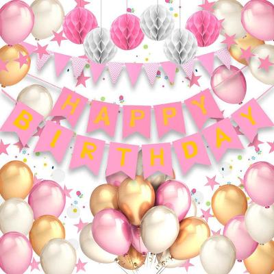 China New Style Birthday Party Decoration Foil Balloons Birthday Party Decoration with Garland Flag Banner Birthday Balloons Paper Set for sale