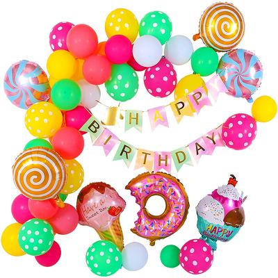 China The new and hot selling children's birthday decoration aluminum foil foil/set summer ice cream donut children's birthday party balloon set for sale