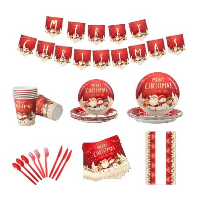 China Well Designed Low Price Christmas New Year Party Decorations Supplies Disposable Tableware Set for sale