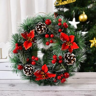 China Beautiful and affordable Christmas festival decoration garland with burlap ribbon Christmas bows, snowflake and pine cones for sale