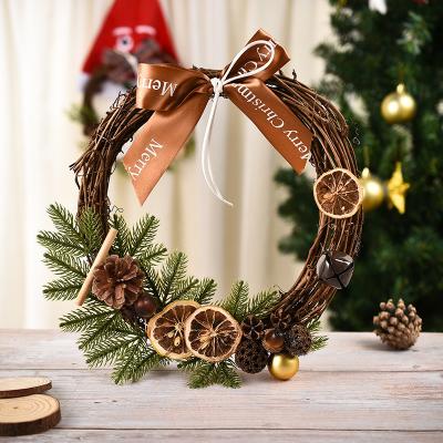 China Christamas Home Decoration Merry Christmas Front Door Ornament Wall Artificial Pine Garland for Christmas Party Front Door Window Decor for sale