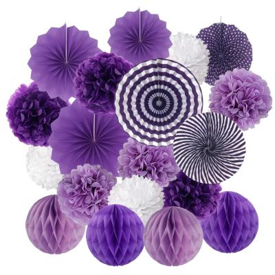 China Factory Price Delicate Honeycomb Ball Paper Fan Set For Birthday Wedding Festival Decorations for sale