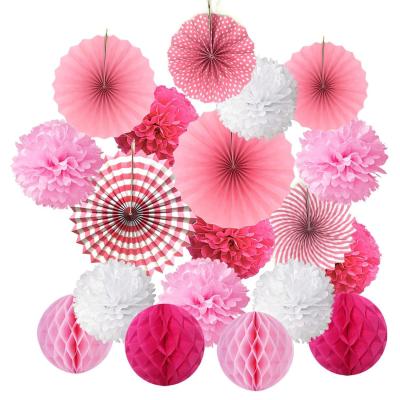 China Delicate Best Selling Party Decoration Supplies Honeycomb Ball Paper Fan Set Background Decoration for sale