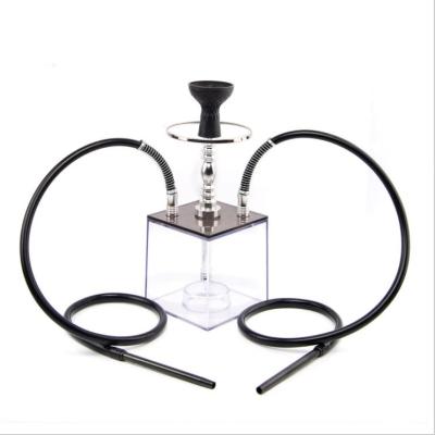 China Double Hose Acrylic Acrylic Hookah Set Transparent Shisha Include LED Light Silicon Bowl Hose Pipe And Tongs Sheesha Narguile Hookah Set for sale