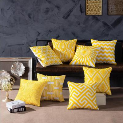 China Fashion Hot Sale Designer Comfortable Yellow Cushion Embroidery Modern Pillow Cover for sale