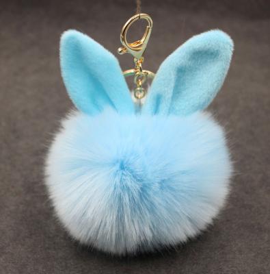 China High Quality Cute Soft Puff Ball Furry Plush Rabbit Key Chain For Decorating Bag Bags Christmas Tree for sale