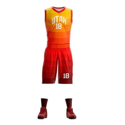 China Custom Design Mens Youth Design Color Red Sublimation Basketball Jersey Uniforms Wear Antibacterial for sale