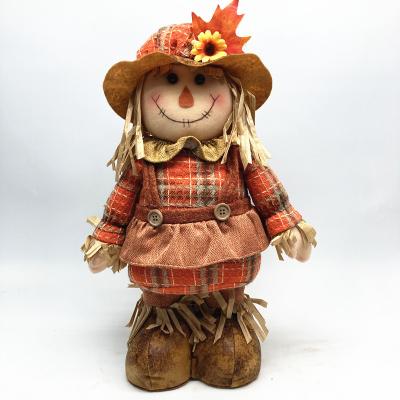 China Festival Decoration Wholesale Harvest Scarecrow Ornament Sitting Plush Scarecrow Thanks Giving Day Stuffed Scarecrow for sale