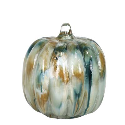 China Transitional Wholesale Pumpkin House Glass Decoration With Different Paintings for sale