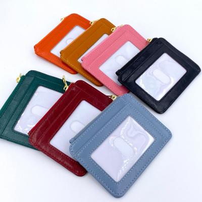 China Hot Selling Card Holder PU Fashion Zipper Key Chain Credit Card Holder Leather Minimalist Lady Leather Wallet for sale