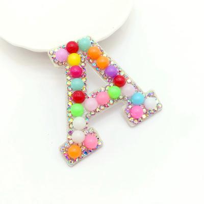 China Viable Factory Apparel Accessories Custom Beaded Rhinestone Patches Alphabet Patches Iron On for sale