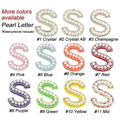 China Viable Bright Accessories Custom Bead Alphabet Patch Evening Dress Letter Jacket Patches Rhinestone Iron On for sale