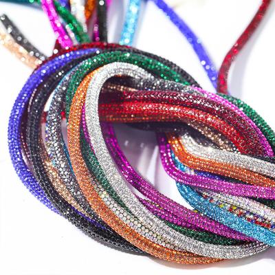 China Flatback 6MM 8 Lines Trimming Crystal Acrylic Gem Guangzhou Rhinestone Trim Bag Dress Hook Accessories for sale