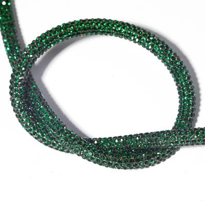 China Green 6MM Flatback 8 Lines Resin Gem Crystal Rhinestone Rope Chain Trim Acrylic Loose Belt Bag Accessories Trimmings for sale