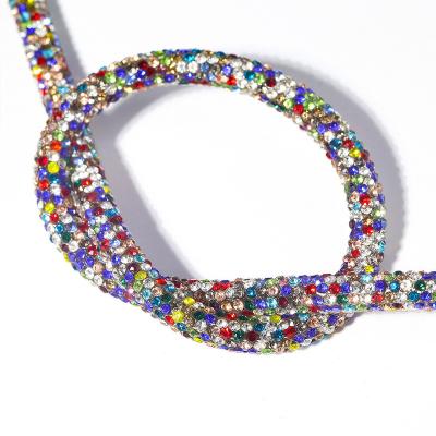 China Flatback 6MM 8 Lines Acrylic Resin Gem Crystal AB Rhinestone Rope Band Trim Belt Bag Garment Accessories Trimmings for sale