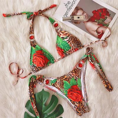 China Wholesale New Design String Floral Print Swimwear Ties Swimwear Custom Made Plus Size Bikini Set Plus Size Swimwear for sale