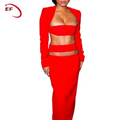 China Custom Made Women Breathable Maxi Bandage Dress Sexy Fashion Hollow Out Long Slim Sleeve Party Cocktail Dress 2023 for sale