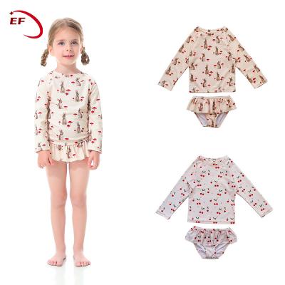 China OEM Breathable Private Label Small Girls Long Sleeve Baby Two-Piece Swimming Suit Kids Swimwear Protection UPF 50+ High Quality for sale