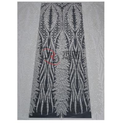 China Breathable High End Embroidered Bride Lace Beaded Embroidered Tube Fabric, Evening Dress Wedding Dress Fabric for sale